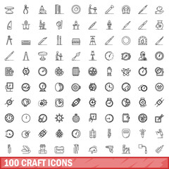 Wall Mural - 100 craft icons set, outline style