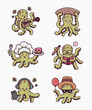 cute octopus mascot vector collection
