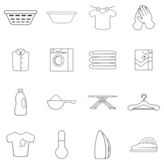 Sticker - Laundry icon set outline