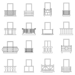 Wall Mural - Balcony window forms icon set outline