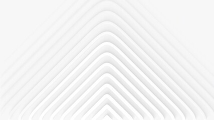 Animated white lines pointing up with shadow on white background. Loop animation of abstract geometric outline pattern background