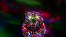 Snarling Diamond Tiger. Nature And Animals Concept. Lowpoly. Pink Neon Color. Symbol Of 2022. 3d Animation