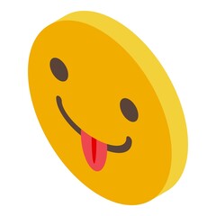 Sticker - Laugh smiley icon isometric vector. Face smile
