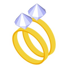 Wall Mural - Marriage rings icon isometric vector. Gold ring