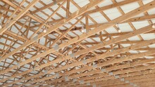 Wood Trusses Roof Structure. Photo Image
