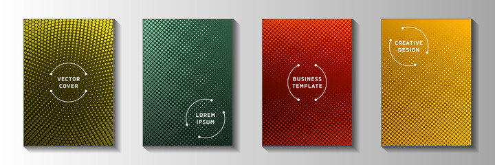 Elegant point screen tone gradation front page templates vector kit. Corporate brochure faded