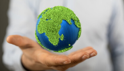 ecology concept of green earth globe made of leaves