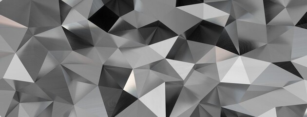 Fototapete - Close up detail of abstract modern metallic triangular wall pattern. Silver triangle geometric art wallpaper.