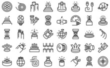 Optic Fiber Icons Set Outline Vector. Cable Wire