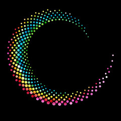Poster - Rainbow color spiral with dots. Abstract vector background.