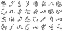 Worm Icons Set Outline Vector. Animal Bait