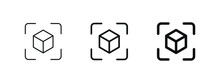 Cube Icon With Capture Symbol Center Screen, Augmented Reality. Cube Symbol, 3D Cube Line Icon, Abstract Cube Hexagon Logo For Website Design And Mobile, App Development	
