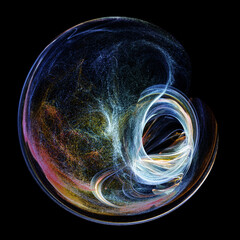 Wall Mural - abstract magic sphere with twisted lines and particles in motion. glowing energy sphere isolated on 