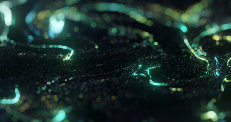 Wall Mural - beautiful dots in motion, texture with glowing defocused particles. shallow depth of field.