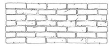 Brick Stone Wall. Outline Sketch. Hand Drawing Is Isolated On A White Background. Vector