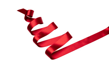 Wall Mural - red curly ribbon isolated on white background. christmas decoration, gift xmas present concept.
