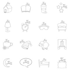 Poster - Sleep symbols icon set outline