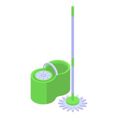 Wall Mural - Cleaning mop icon isometric vector. Clean bucket