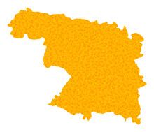Vector Golden Map Of Zamora Province. Map Of Zamora Province Is Isolated On A White Background. Golden Items Mosaic Based On Solid Yellow Map Of Zamora Province.