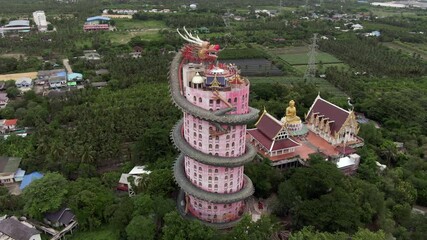 Wall Mural - Aerial view of Wat Samphran Dragon Temple in the Sam Phran District, Nakhon Pathom province, Bangkok, Thailand. 