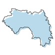 © Visual Content - Stylized simple outline map of Guinea icon. Blue sketch map of Guinea  illustration