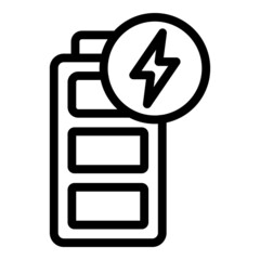 Canvas Print - Full battery icon outline vector. Load alkaline