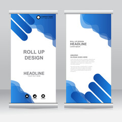 Wall Mural - Roll up banner stand template design. Vertical banner template. Universal stand for conference, seminar, exhibitions, promo banner vector background. Modern publication x-banner and flag-banner.