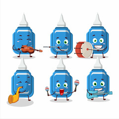 Poster - Cartoon character of blue correction pen playing some musical instruments