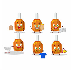 Sticker - A Rich orange correction pen mascot design style going shopping