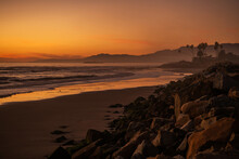 Scenic Sunset At California Rincon Beach