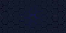 Abstract Hexagonal Metal Background With Red Light. Grey And Blue Hexagons Modern Background Illustration.	
