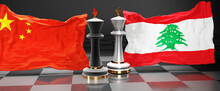 China Lebanon Talks, Meeting Or Trade Between Those Two Countries That Aims At Solving Political Issues, Symbolized By A Chess Game With National Flags, 3d Illustration