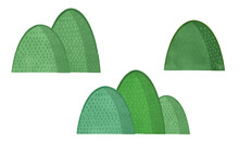 Cute Green Mountain Illustration Set