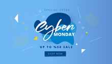 Cyber Monday Promotional Banner With Wired Mouse On Black Background
