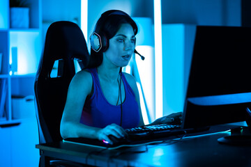 Wall Mural - Online Player Woman In Headset