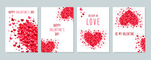 Collection Of Pink, Black, White Colored Valentine's Day Card, Sale And Other Flyer Templates With Lettering. Typography Poster, Card, Label, Banner Design Set. Vector Illustration EPS10