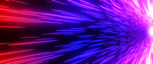 Abstract Background Neon Glow Purple Blue Colors, Cosmic Speed Concept, Dynamic Tail Of The Comet Science Fiction Illustration Render.