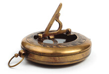 Old Vintage Compass With Sundial On A White Background