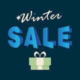 Fototapeta Na sufit - Winter sale banner with folded paper effect