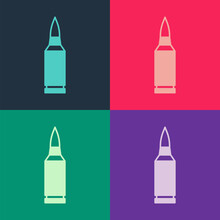 Pop Art Bullet Icon Isolated On Color Background. Vector