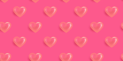 Aufkleber - Vector seamless pattern with pink air balloons. Valentines day concept. 3d illustration