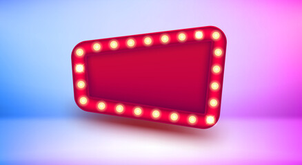 Wall Mural - Cinema board with lightbulbs. 3d vector illustration