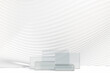 Five block glass podium light theme White background. 3D illustration rendering.