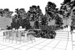 Garden Restaurant by Evening (sketch) - 3d visualization
