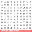 © ylivdesign - 100 mass media icons set, outline style