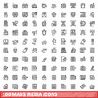 © ylivdesign - 100 mass media icons set, outline style