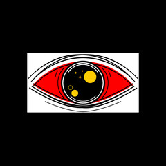 Sticker - Eye of Providence , All seeing eye of god in white square on black background icon flat vector design.