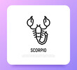 Scorpio thin line icon. Modern vector illustration of astrological sign for horoscope.