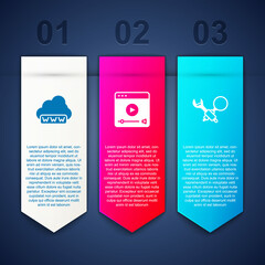 Set Web development, Online play video and Debugging. Business infographic template. Vector