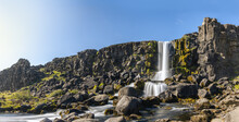 Oxarafoss Waterfall In Iceland, Golden Circle Thingvellir Tourist Attraction 